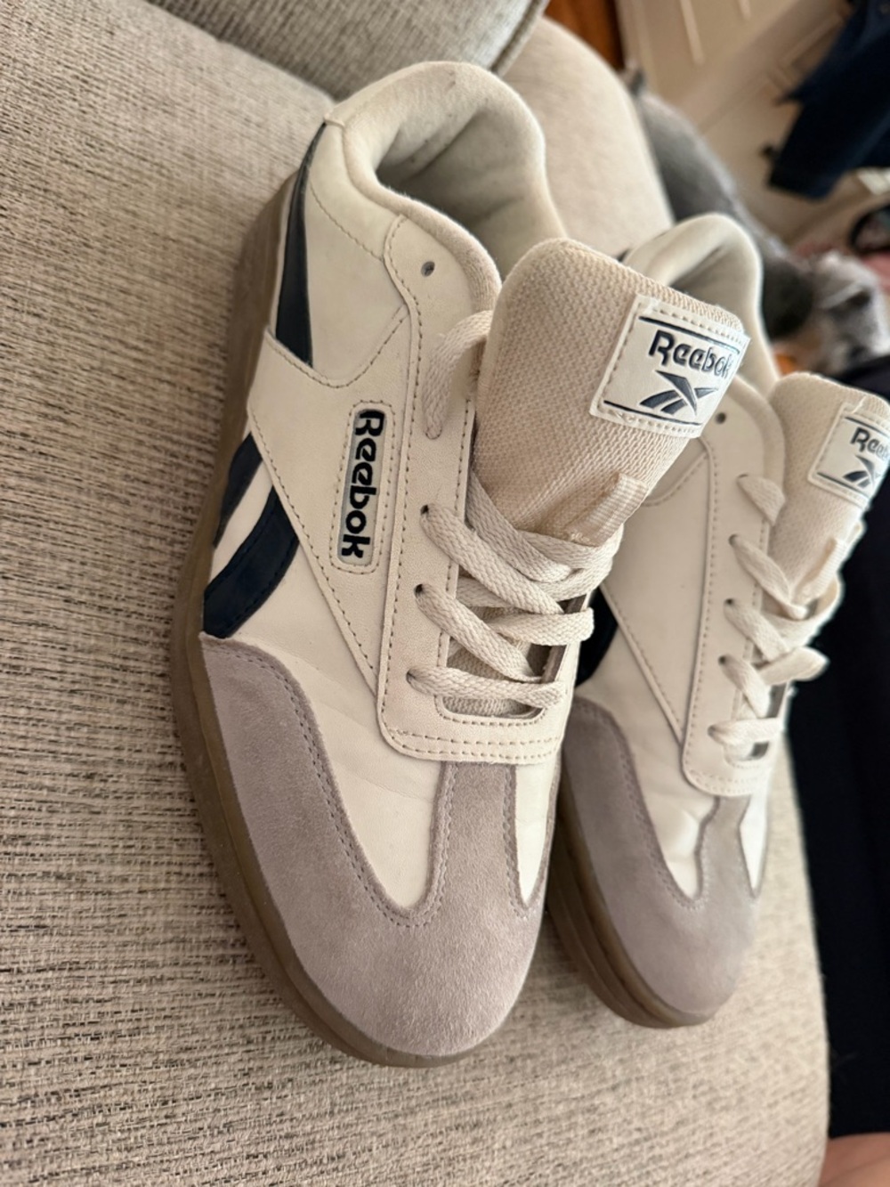 Reebok Men's Sneakers in Cream, Gray & Navy